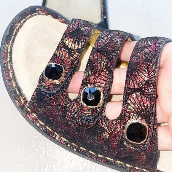 Alegria Kacee Drama Red Black Three Strap Sandals - Picture 4 of 12